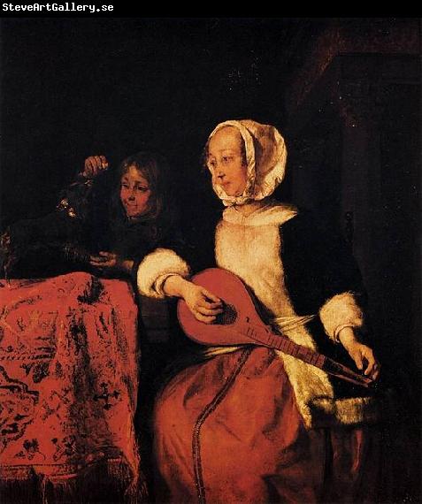 Gabriel Metsu Woman Tuning a Mandolin